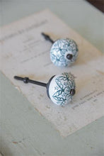 Knob - Ceramic - White/Green D.4 cm